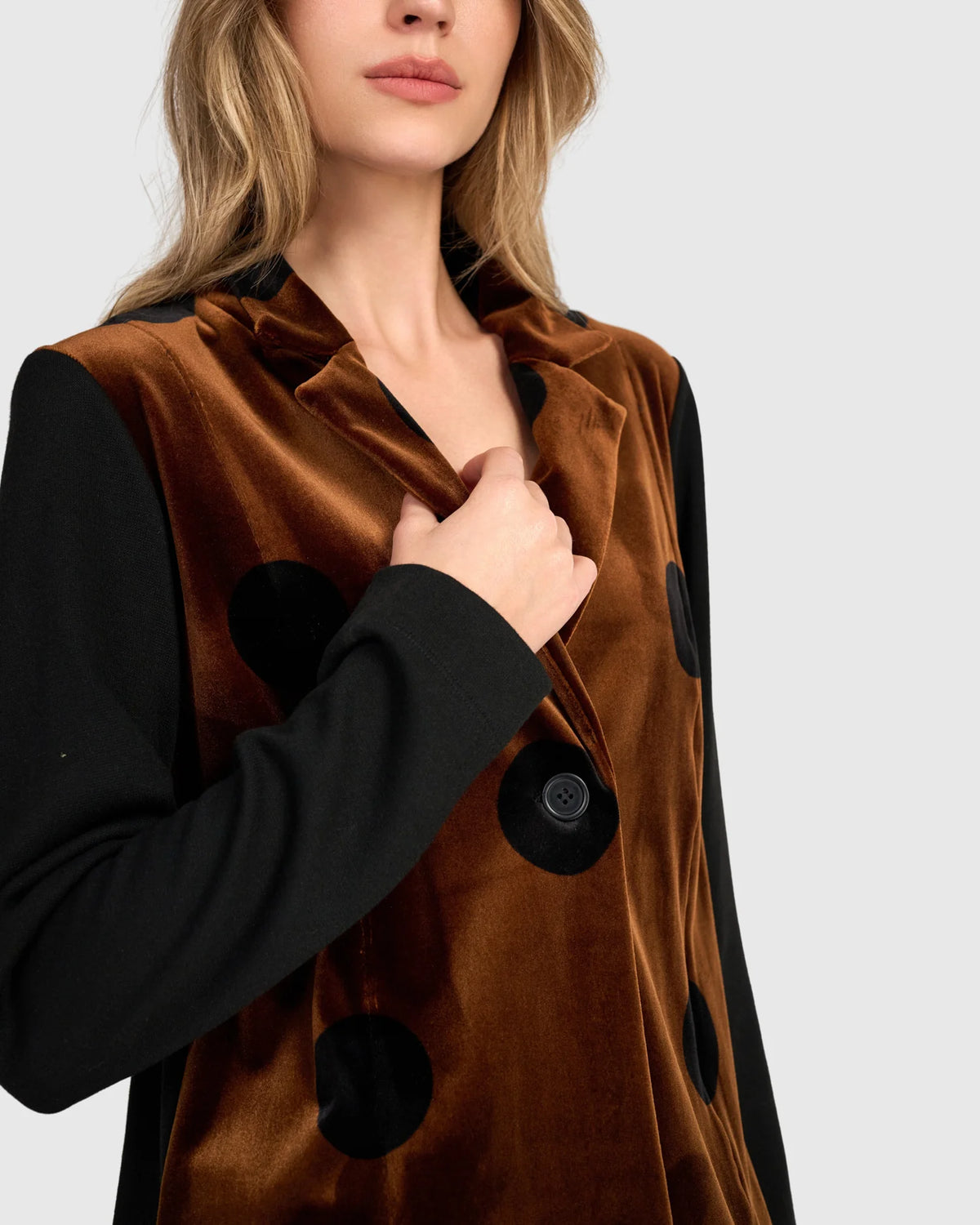 ALEMBIKA Highball Velvet Blazer - AJ735A - AMBER/BLACK DOT