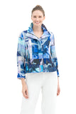 DAMEE ABSTRACT PAINTING BIKER JKT - 4954 - BLU