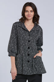 Sydney Project Brooke Long Button Down Collared Top w/ 3/4 Sleeves - KJJ1130 - DOTS