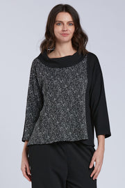 Sydney Project Colleen Boxy Cowl Neck Top - KJT1129 - BLACK/DOTS