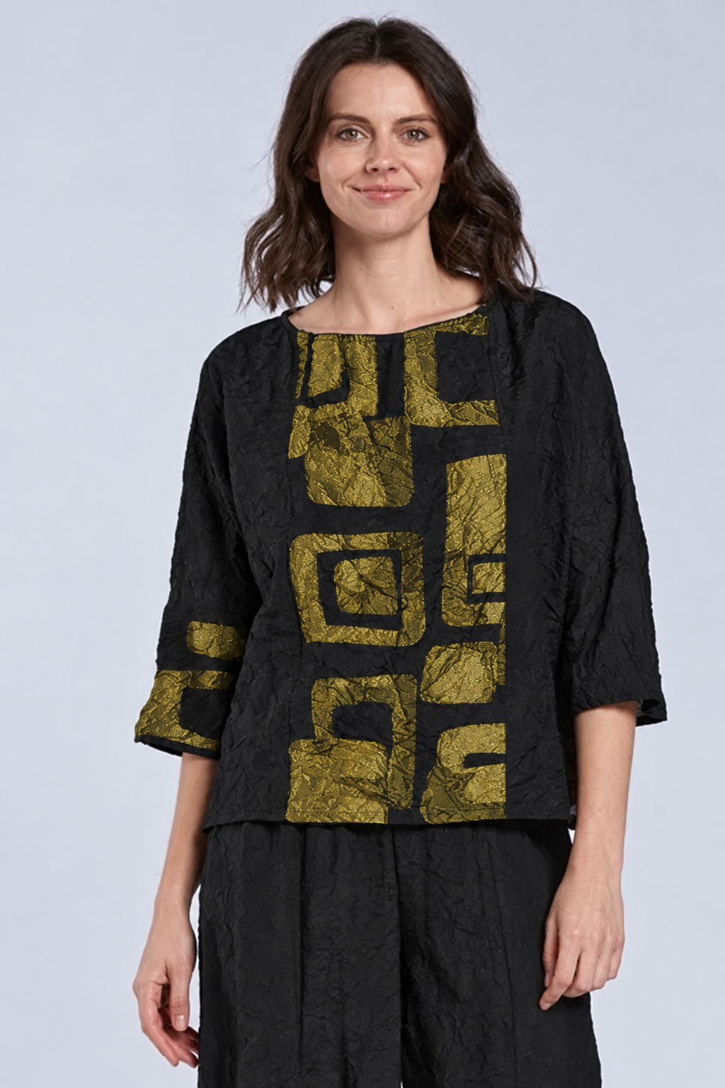 Sydney Project Tori Round Neck 3/4 Sleeve Boxy Top - CJT1088 - KIWI