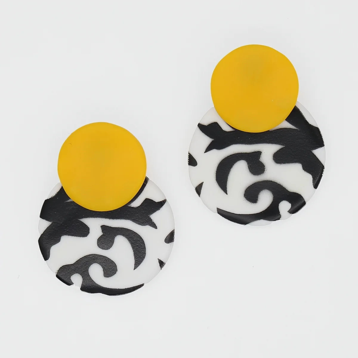 SYLCA Yellow, Black and White Lola Statement Earrings