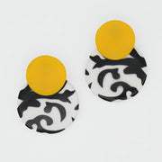 SYLCA Yellow, Black and White Lola Statement Earrings