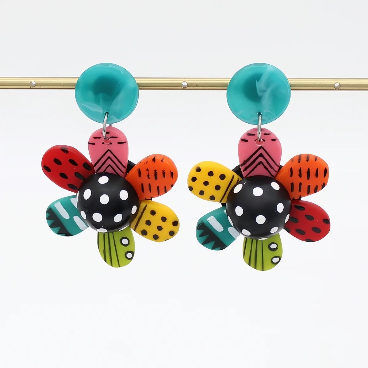 SYLCA Vibrant Garden of Color Flower Earrings