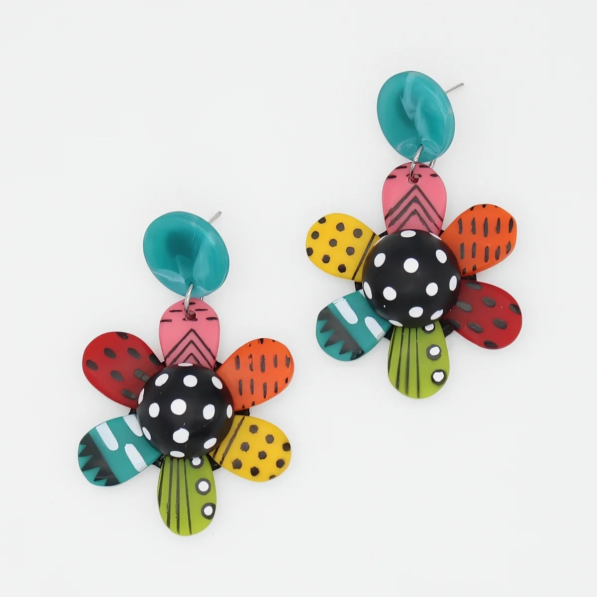 SYLCA Vibrant Garden of Color Flower Earrings