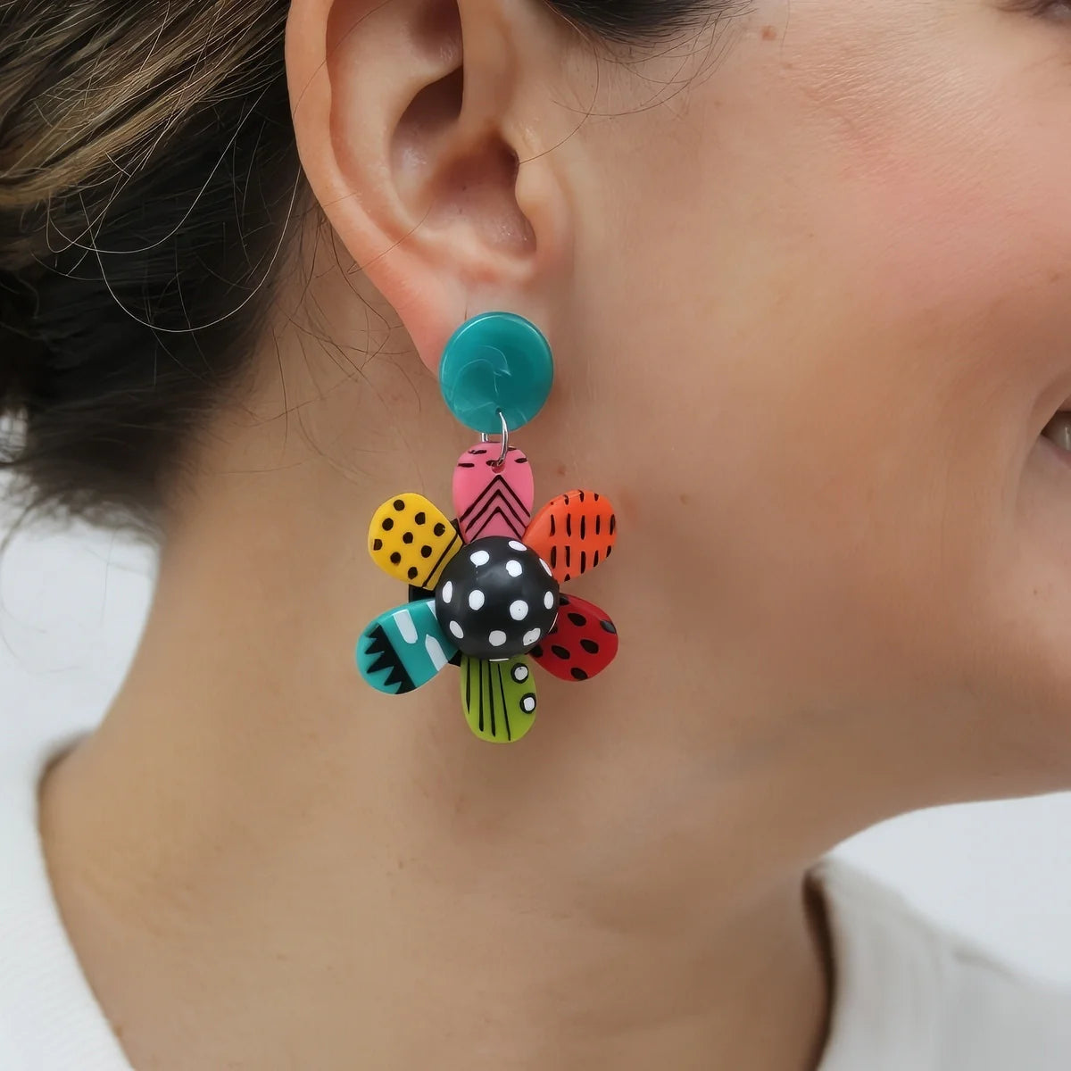 SYLCA Vibrant Garden of Color Flower Earrings
