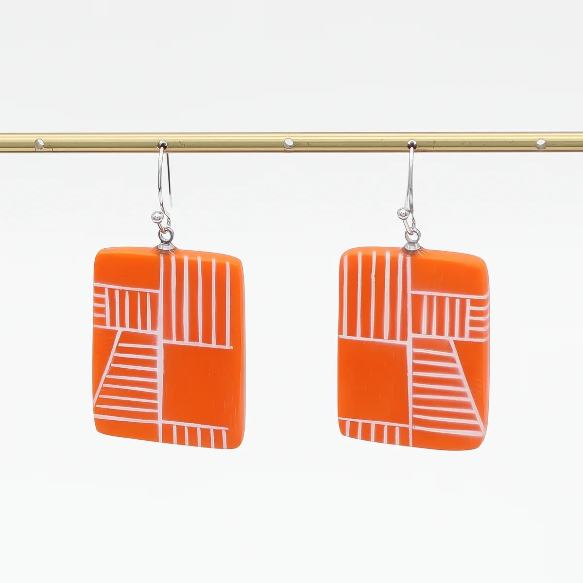 SYLCA Orange Geovibe Drop Earring