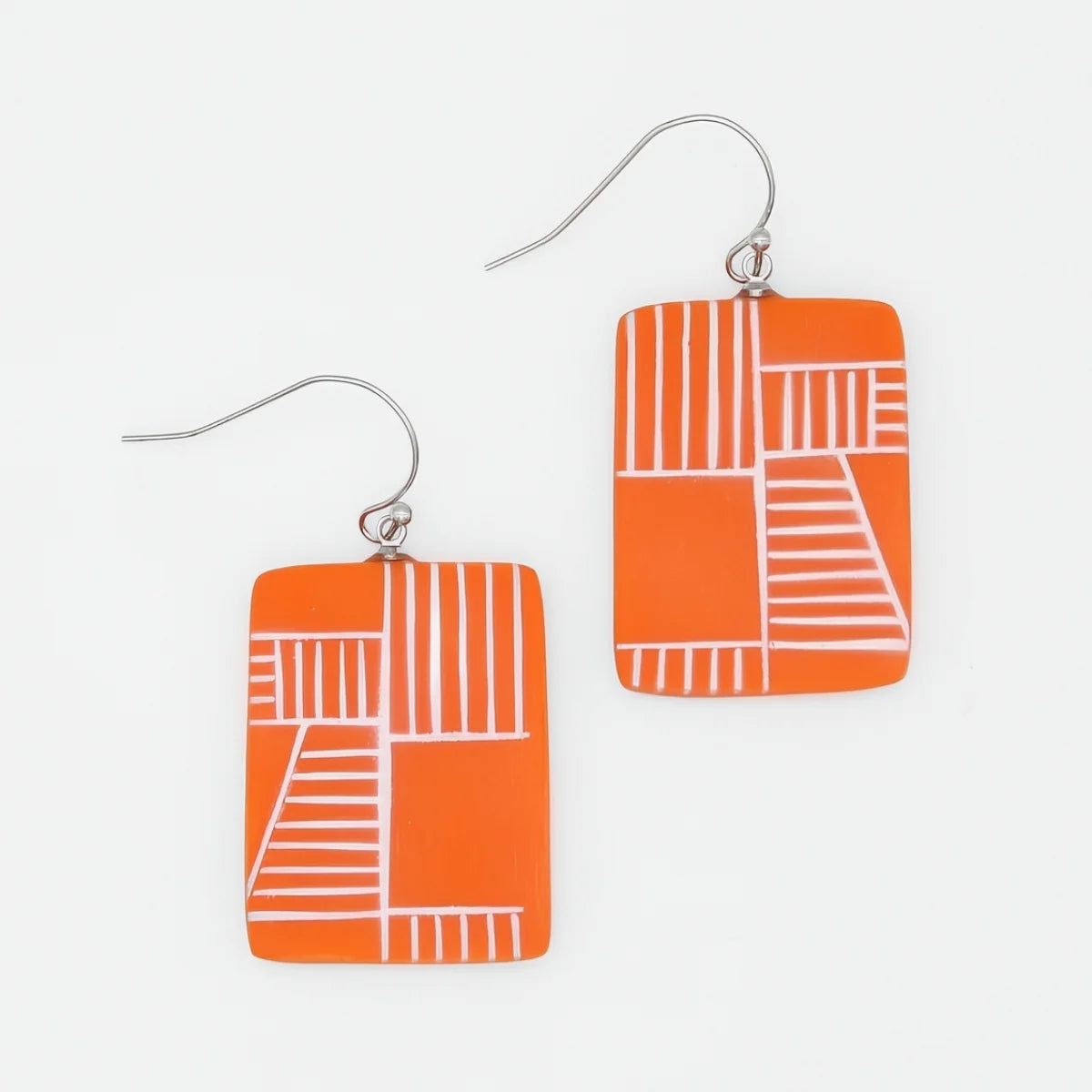 SYLCA Orange Geovibe Drop Earring
