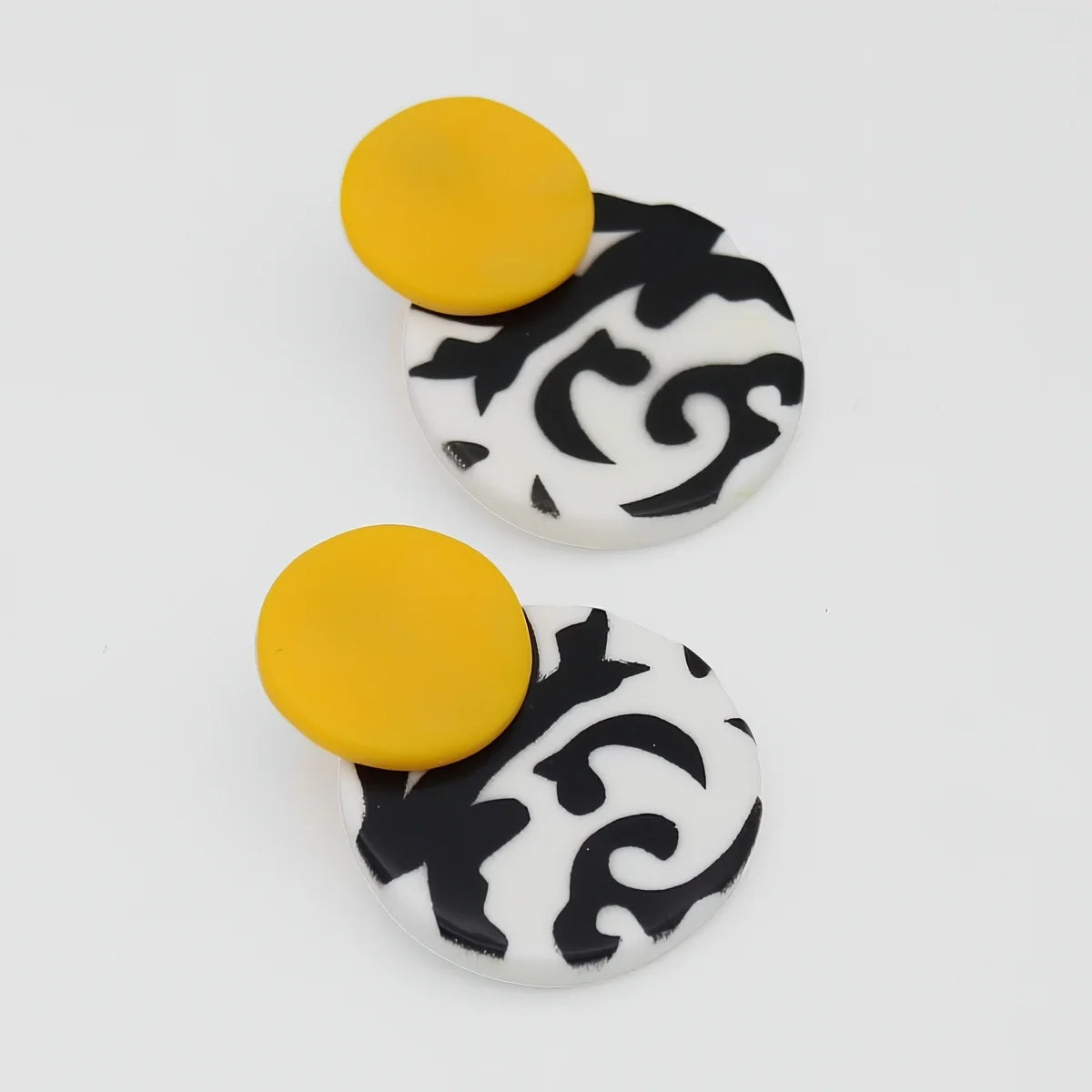 SYLCA Yellow, Black and White Lola Statement Earrings