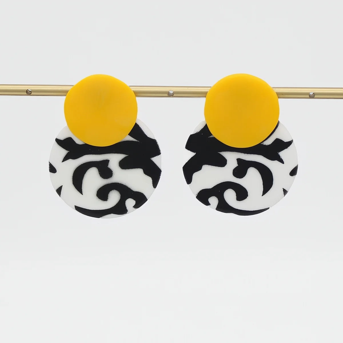 SYLCA Yellow, Black and White Lola Statement Earrings