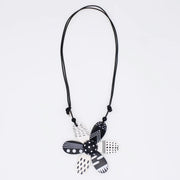 SYLCA Black and White Garden Flower Pendant Necklace
