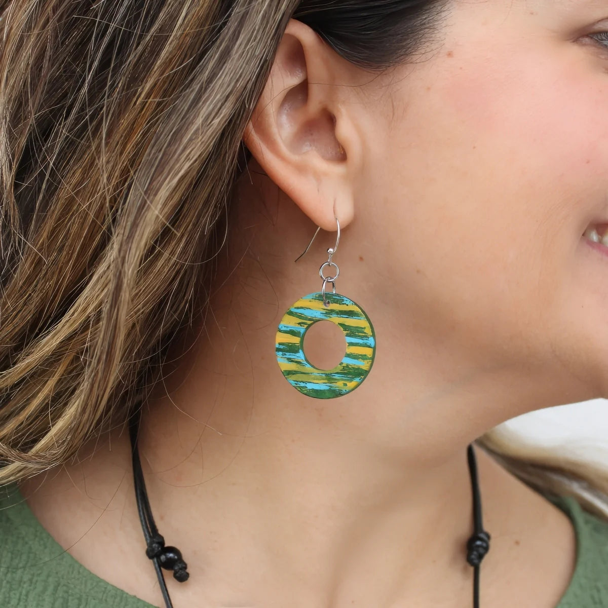 SYLCA Green Earthsong Dangle Earrings