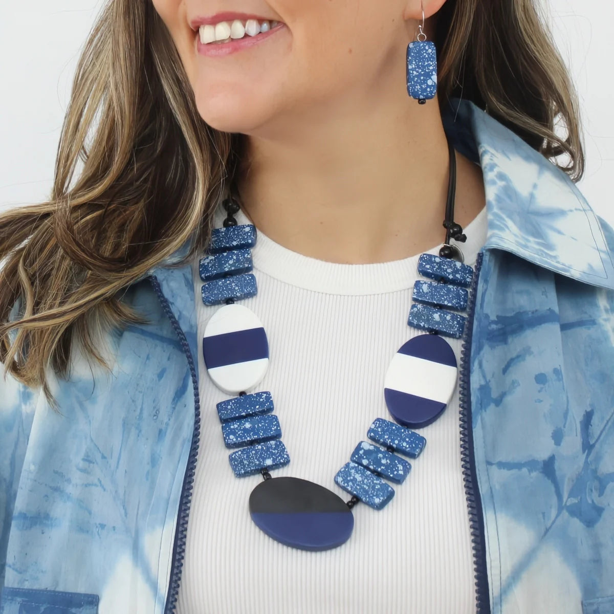 SYLCA Blue Spackled Monroe Statement Necklace
