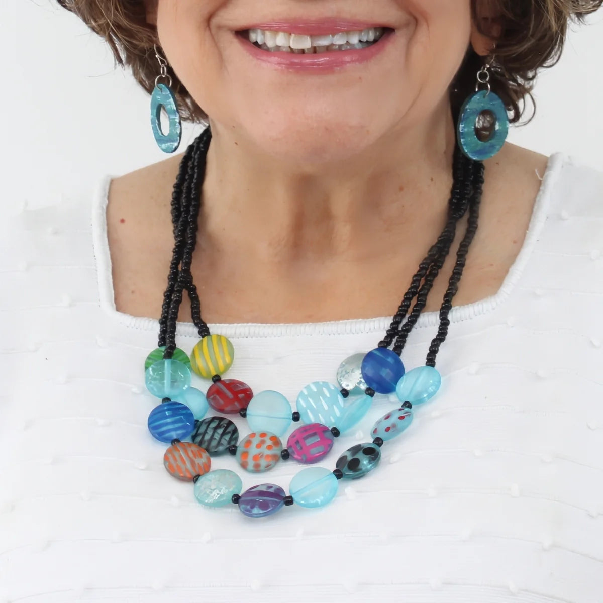 SYLCA Sea Stone Triple Strand Necklace