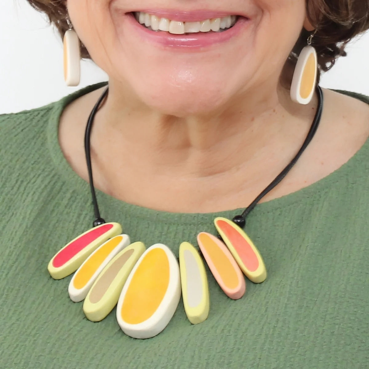 SYLCA Yellow Laurel Statement Bib Necklace