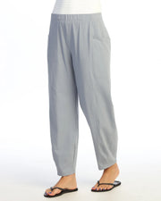 JESS & JANE Garment Dyed Cotton-Span Lantern Pants w/ Side Seam Patch Pockets - M100 - GRAY