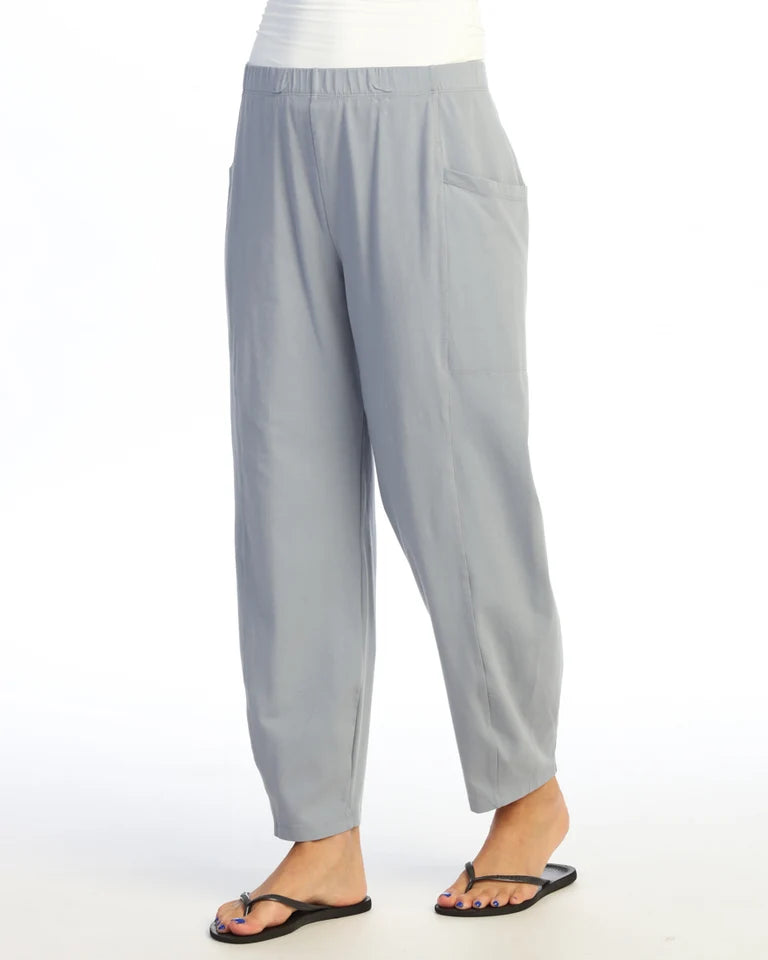 JESS & JANE Garment Dyed Cotton-Span Lantern Pants w/ Side Seam Patch Pockets - M100 - GRAY