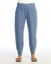 JESS & JANE Garment Dyed Cotton-Span Lantern Pants w/ Side Seam & Patch Pockets - M100 - STEEL