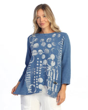 JESS & JANE Mineral Washed Double Gauze Tunic Top w/ Asymmetric Hem & Pocket - M108-2322 - IND IN CIRCLES