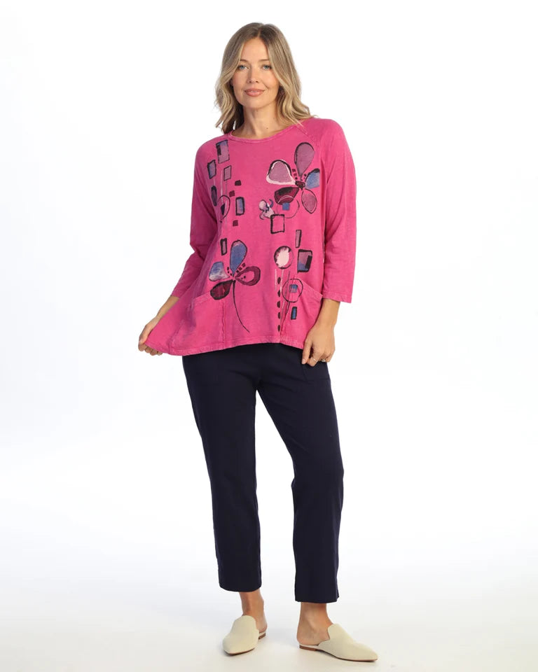 JESS & JANE Mineral Washed/Garment Dyed Cotton Slub Patch Pockets Tunic Top - M12-2340 - ORD MEMENTO