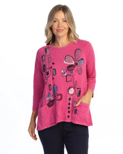 JESS & JANE Mineral Washed/Garment Dyed Cotton Slub Patch Pockets Tunic Top - M12-2340 - ORD MEMENTO
