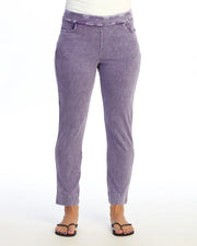 JESS & JANE Mineral Washed Slim Pant w/ Scoop Pockets and Split Ankle Hem - M132 - PURPLE