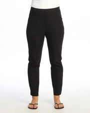JESS & JANE Garment Dyed Cotton Spandex Pants w/ Slant Pocket and Straight Leg - M150 - JET BLACK