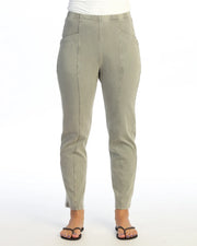JESS & JANE Mineral Washed Cotton Spandex Pants w/ Slant Pocket and Straight Leg - M150 - STONE