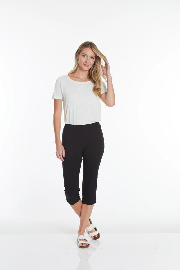 Slimsation Stretch Capri With Pockets & Tummy Control (M2603)- BLACK