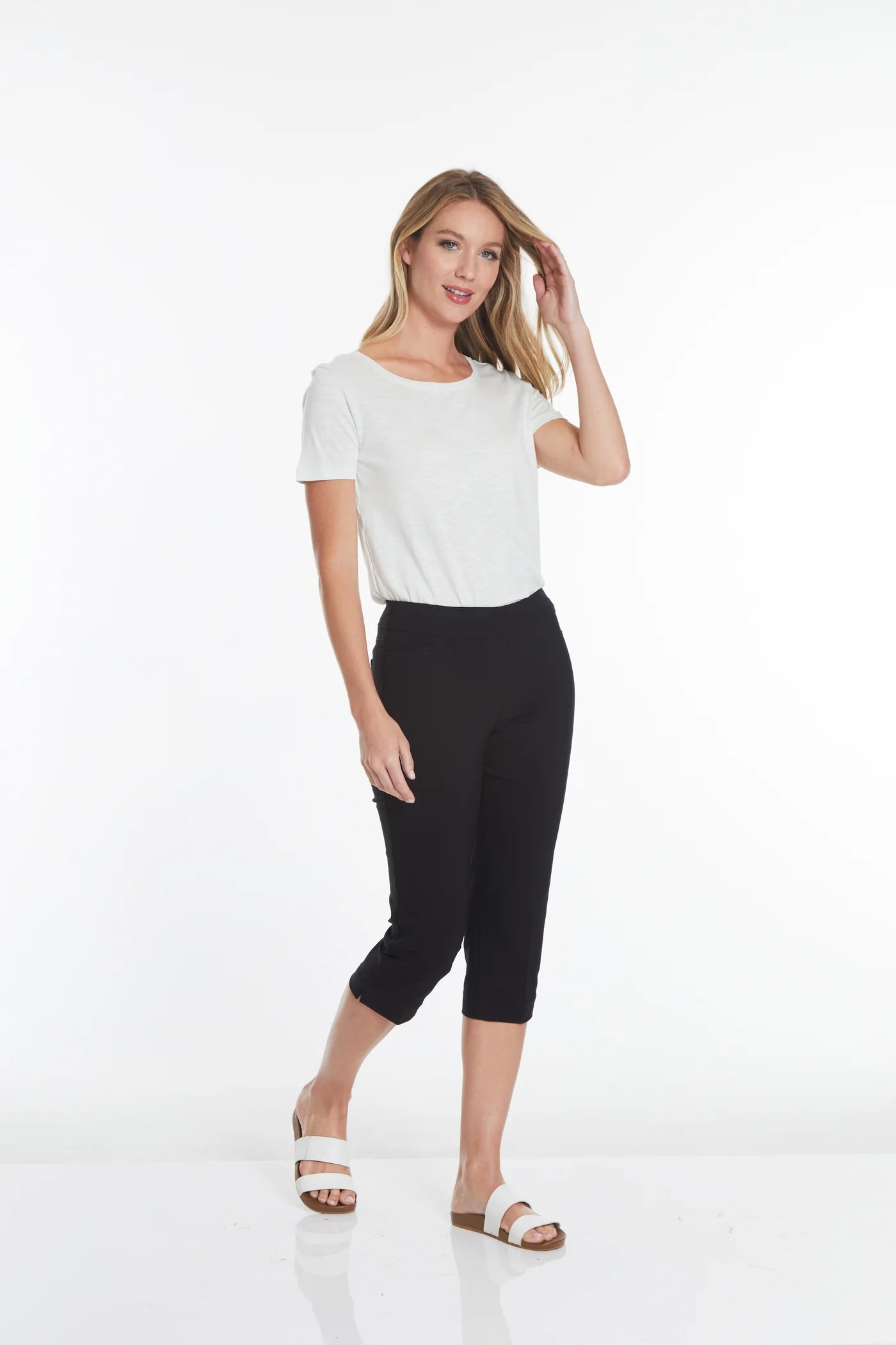 Slimsation Stretch Capri With Pockets & Tummy Control (M2603)- BLACK