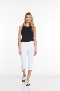 Slimsation Stretch Capri With Pockets & Tummy Control (M2603)- WHITE