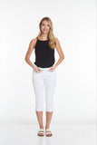 Slimsation Stretch Capri With Pockets & Tummy Control (M2603)- WHITE