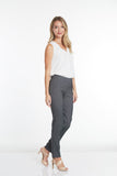 Slimsation LONG/Narrow Women's Wide Band Pull-On Straight Leg Pant With Tummy Control (M2604P)- CHARCOAL