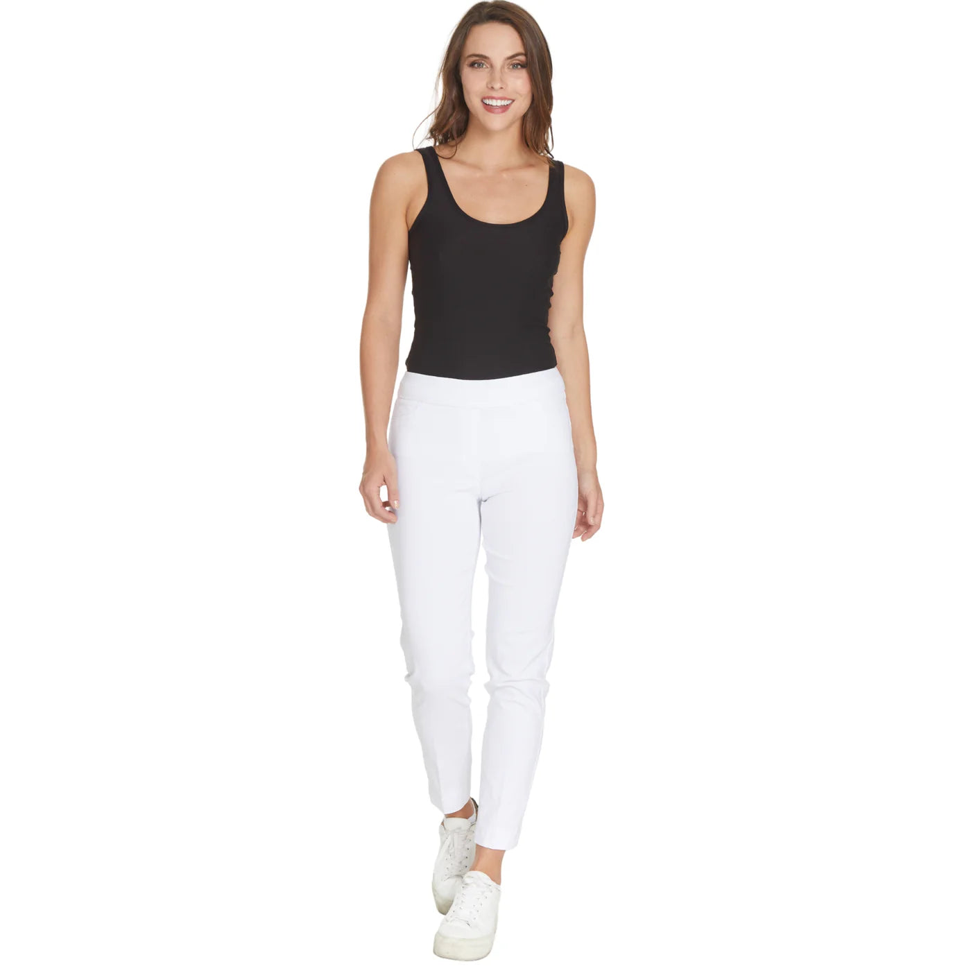 Slimsation ANKLE Women's Wide Band Pull On Pant with Tummy Control (M2623P)- WHITE