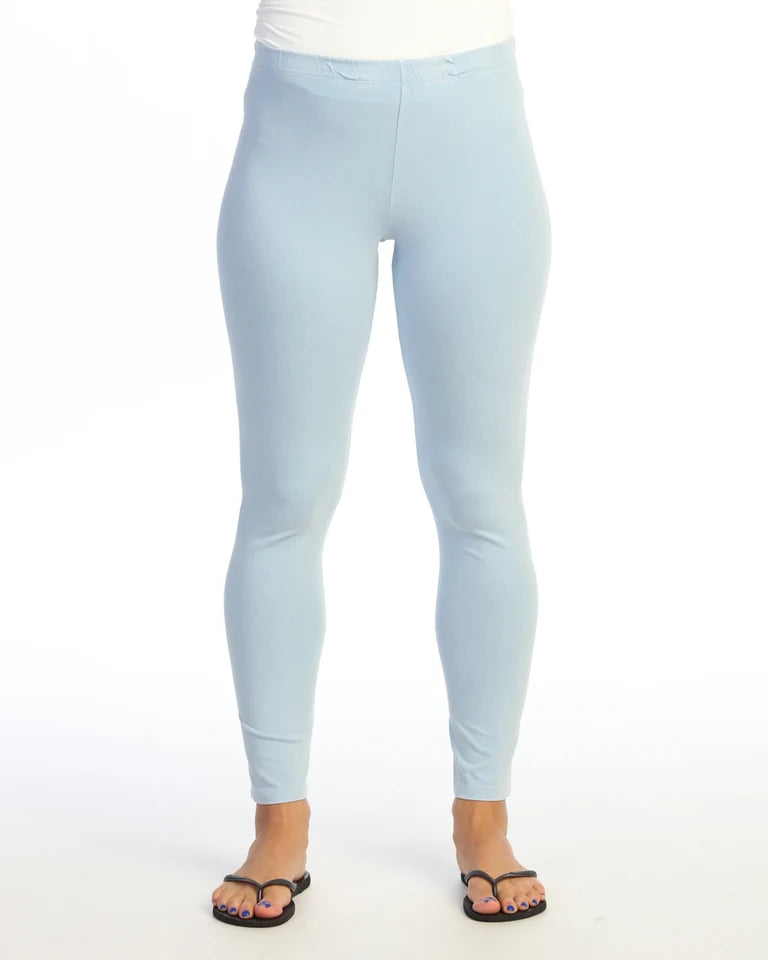 JESS & JANE Mineral Washed Cotton Spandex Ankle Legging - M31 - CHAMBRAY