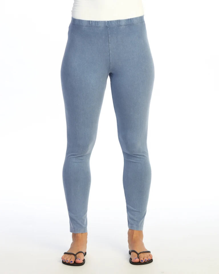 JESS & JANE Mineral Washed Cotton Spandex Ankle Legging - M31 - CLOUD