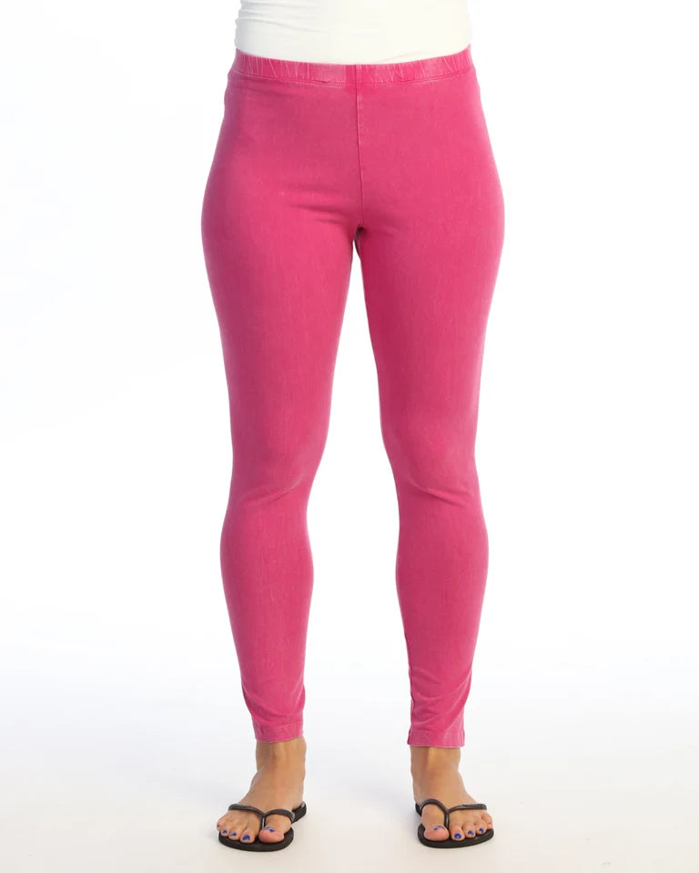 JESS & JANE Mineral Washed Cotton Spandex Ankle Legging - M31 - ORCHID