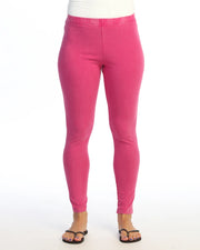 JESS & JANE Mineral Washed Cotton Spandex Crop Legging - M37 - ORCHID