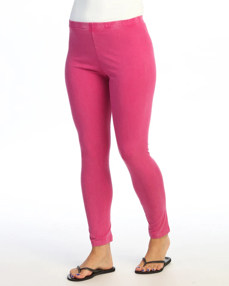 JESS & JANE Mineral Washed Cotton Spandex Ankle Legging - M31 - ORCHID