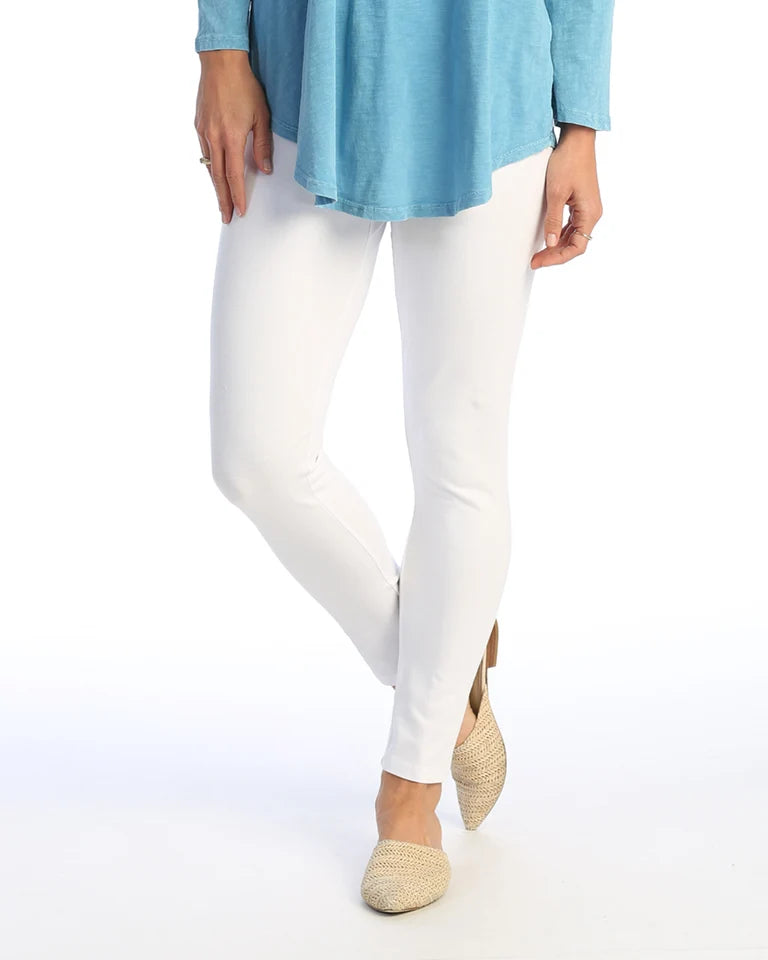 JESS & JANE Mineral Washed Cotton Spandex Ankle Legging - M31 - WHITE