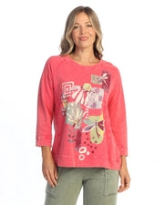 JESS & JANE Mineral Washed Cotton French Terry Top - M51-2337 - RASPBERRY MARGARET