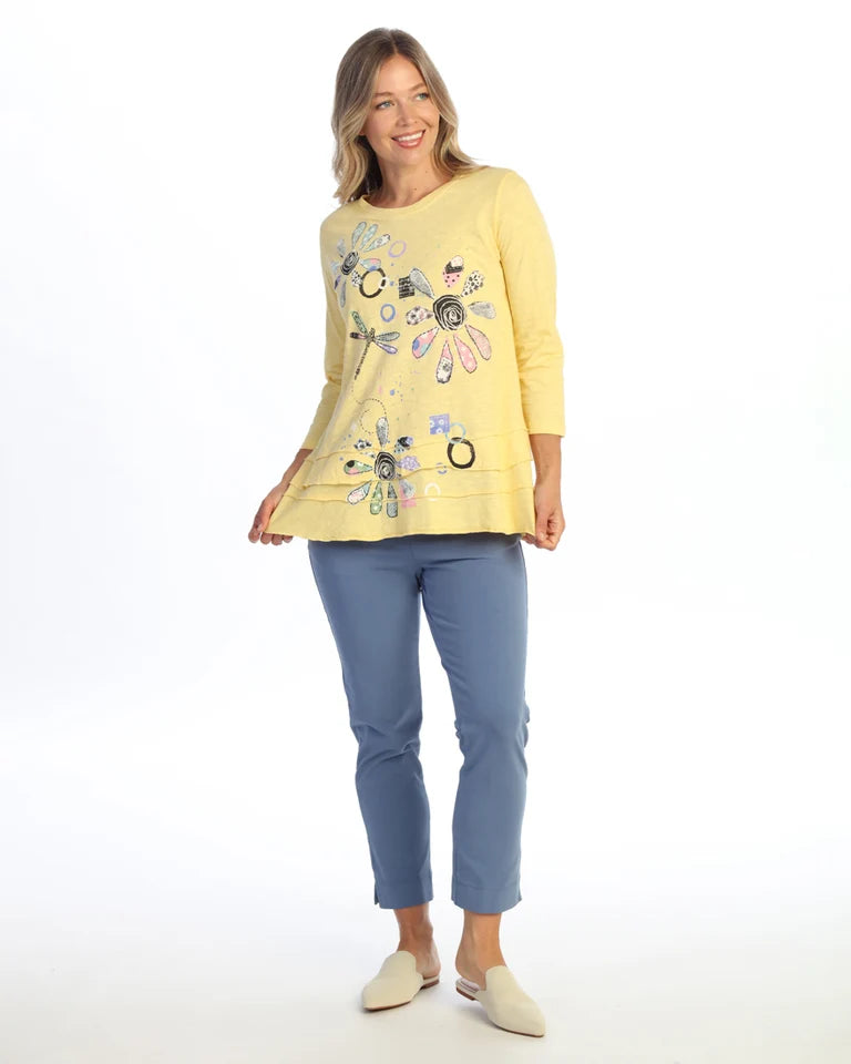 JESS & JANE Garment Dyed Cotton Slub Ruffle Layered Tunic Top - M66-2331 - JSUN APPLIQUE