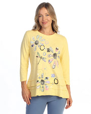 JESS & JANE Garment Dyed Cotton Slub Ruffle Layered Tunic Top - M66-2331 - JSUN APPLIQUE