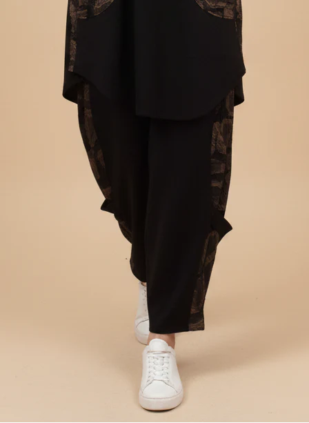 MOONLIGHT Brown and Black Geometric Design Pant - MP6027 - BROWN/BLACK