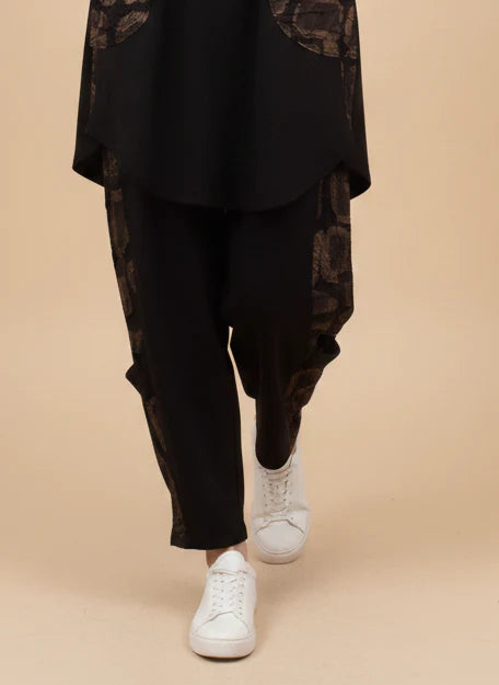 MOONLIGHT Brown and Black Geometric Design Pant - MP6027 - BROWN/BLACK