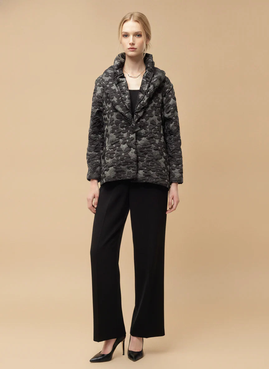 MOONLIGHT Grey Floral One Button Collared Jacket - MJ6005