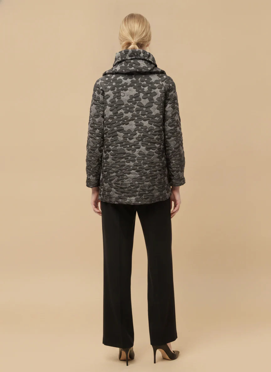 MOONLIGHT Grey Floral One Button Collared Jacket - MJ6005