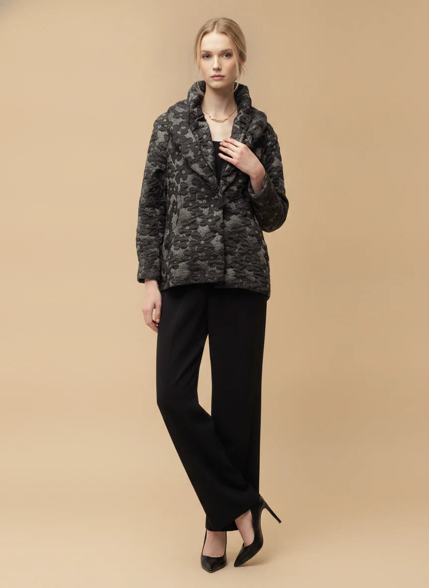 MOONLIGHT Grey Floral One Button Collared Jacket - MJ6005