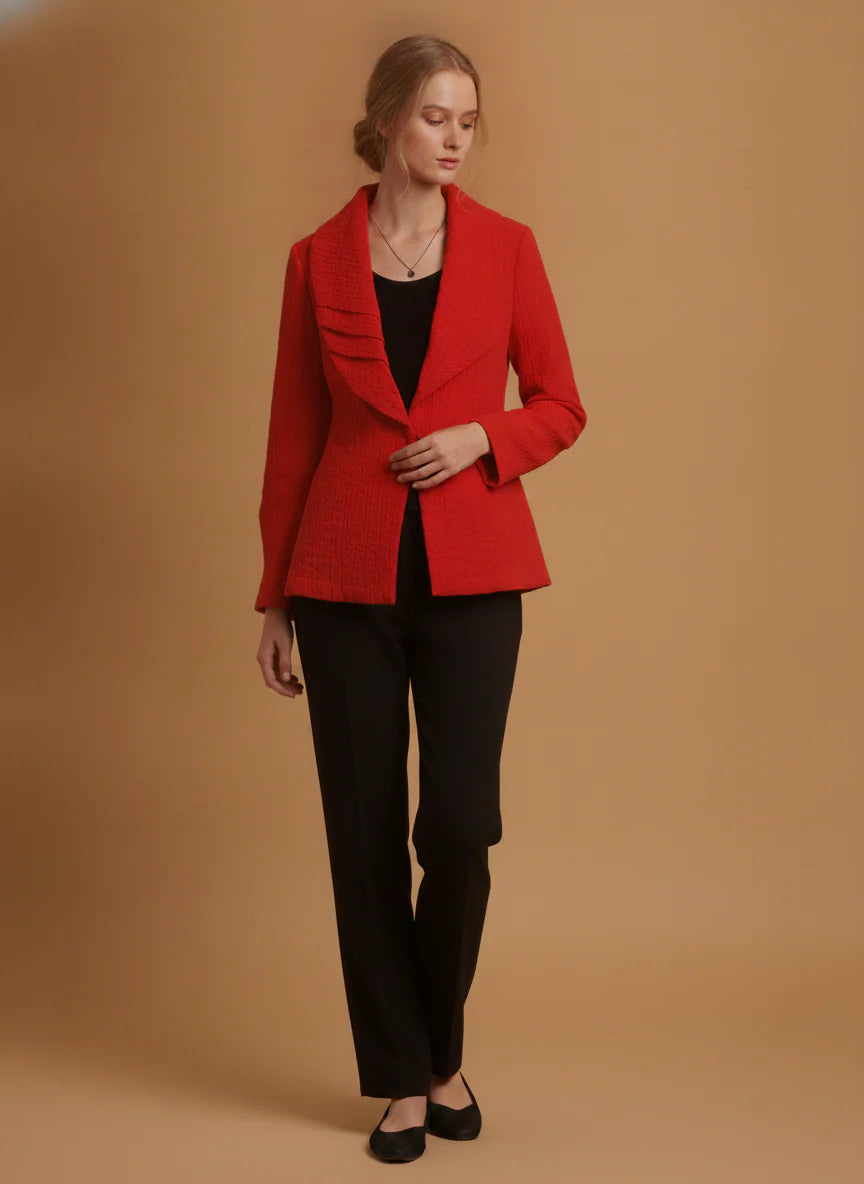 MOONLIGHT Red One Button Collared Jacket - MJ6010 - RED