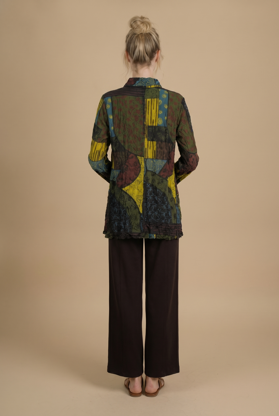 MOONLIGHT Multicolor Abstract Button Down Collar Top - MJ6011 - KIWI/MIX